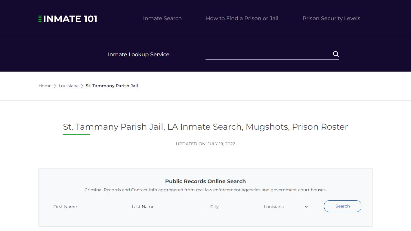 St. Tammany Parish Jail, LA Inmate Search, Mugshots ...